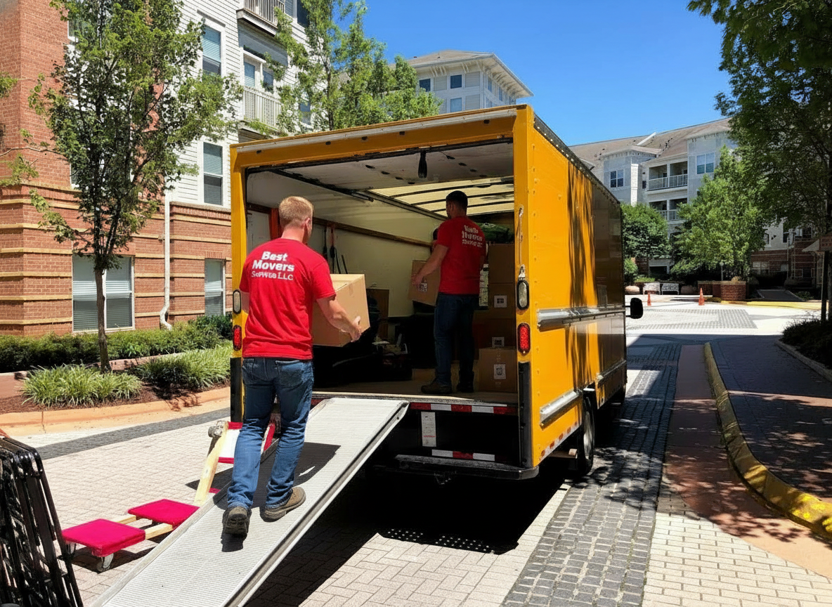 Local moving crew in Washington DC carefully loading a residential move