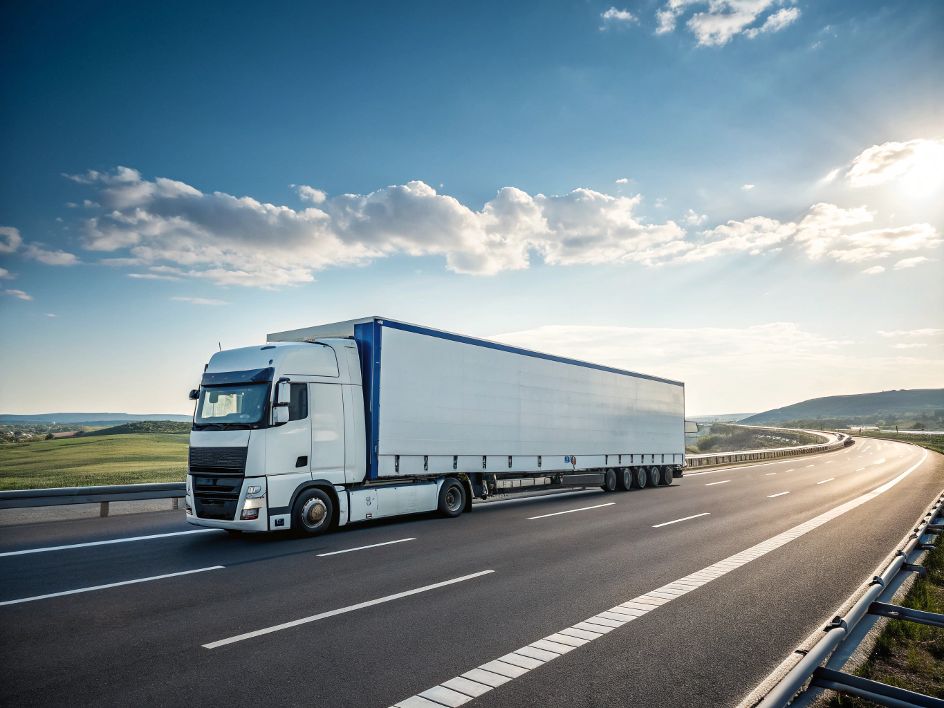 Moving truck traveling on a highway